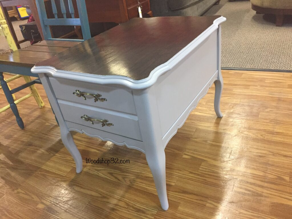 repurposed painted grey end table furniture
