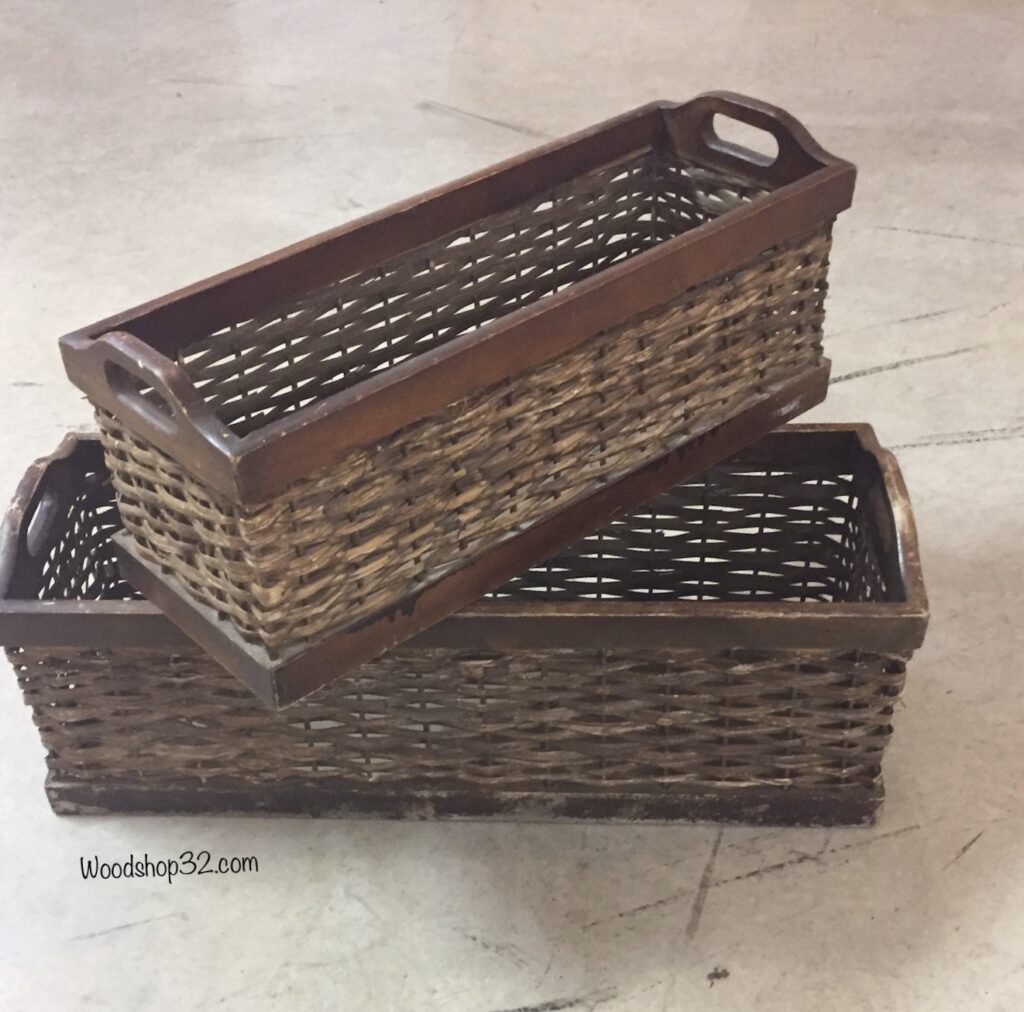 old brown wicker planters