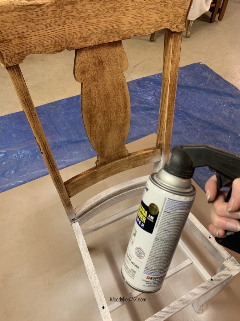 spray painting chair frame