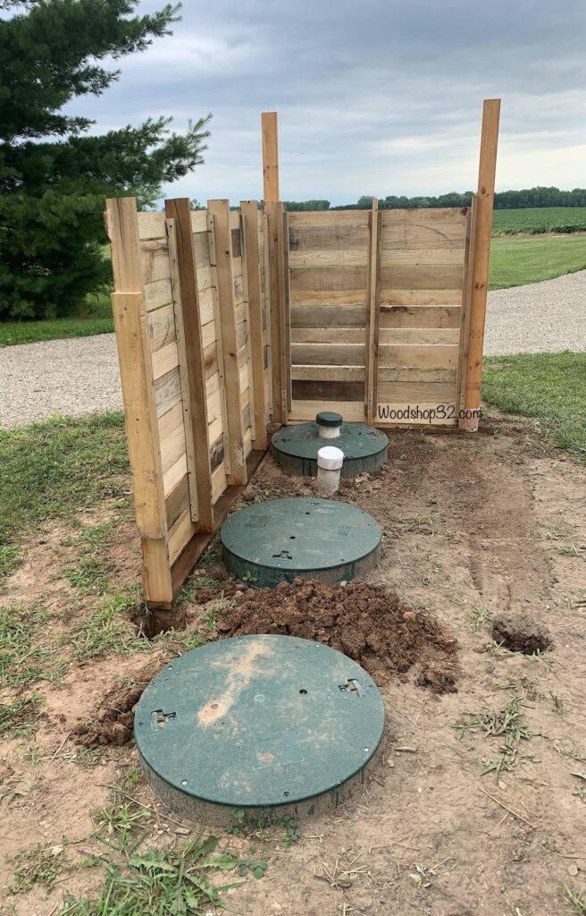 constructing pallet fence around septic covers