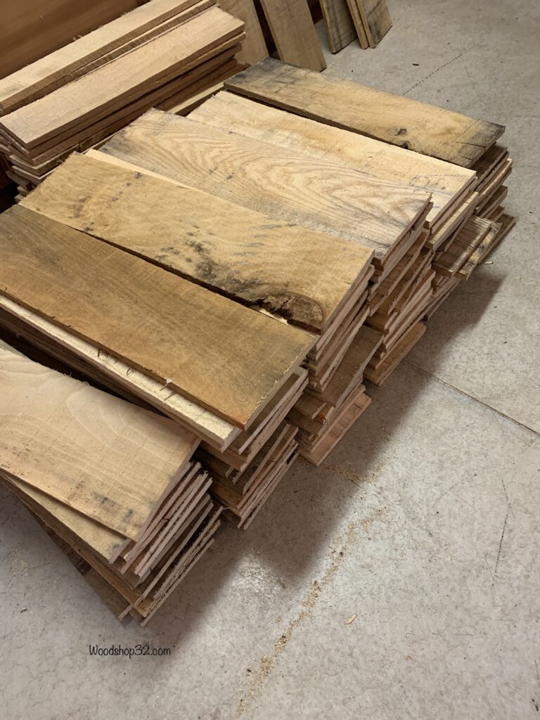 stack of cut off pallet fence boards