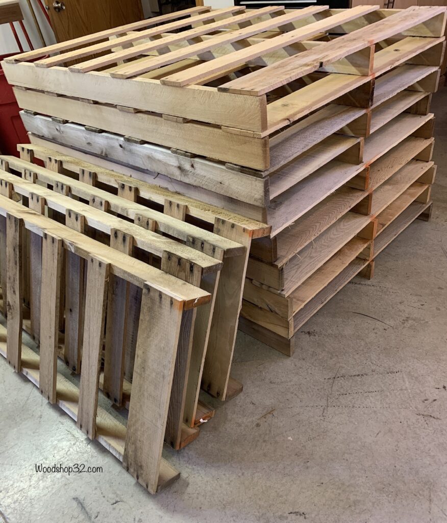 stack of pallet fence panels