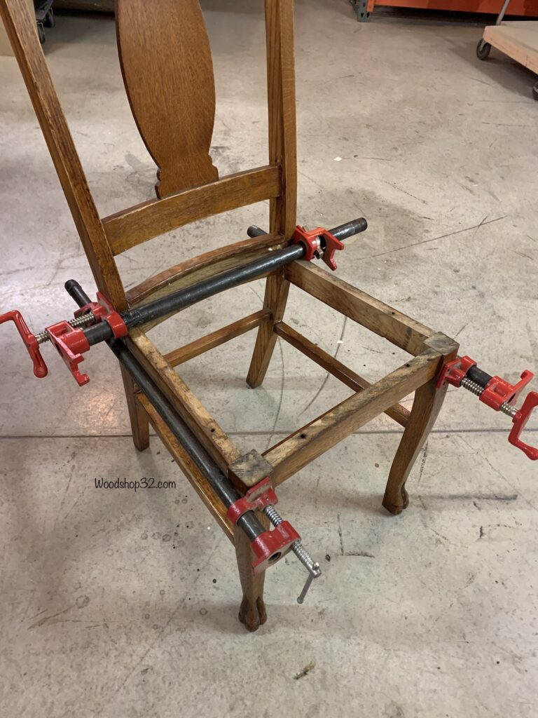 pipe clamps on chair frame