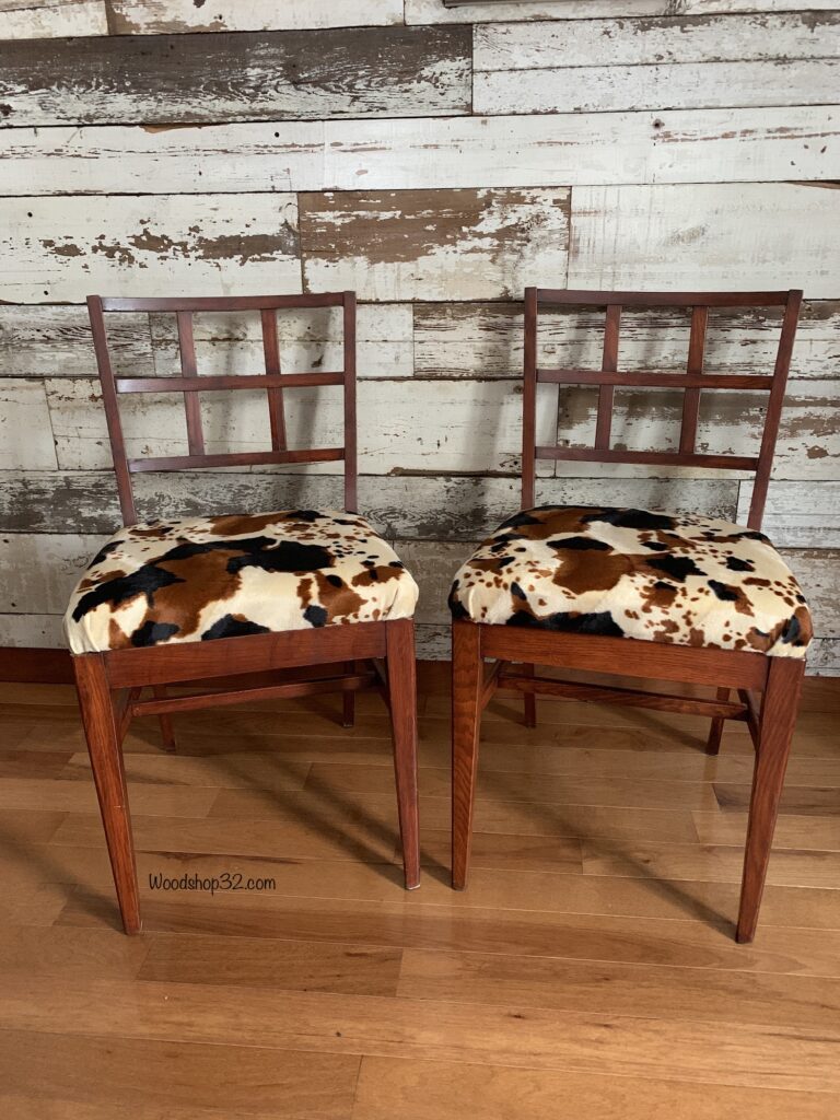 calico cow faux fabric upholstered seat chairs