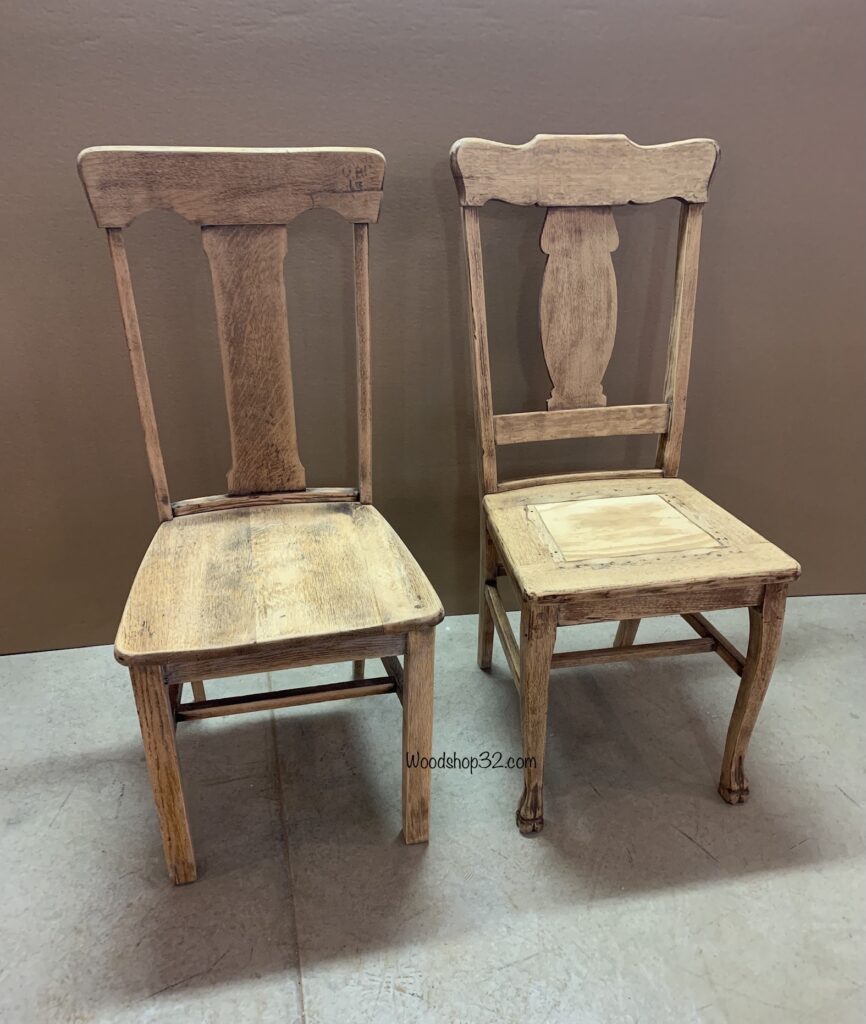 sanded wood chairs