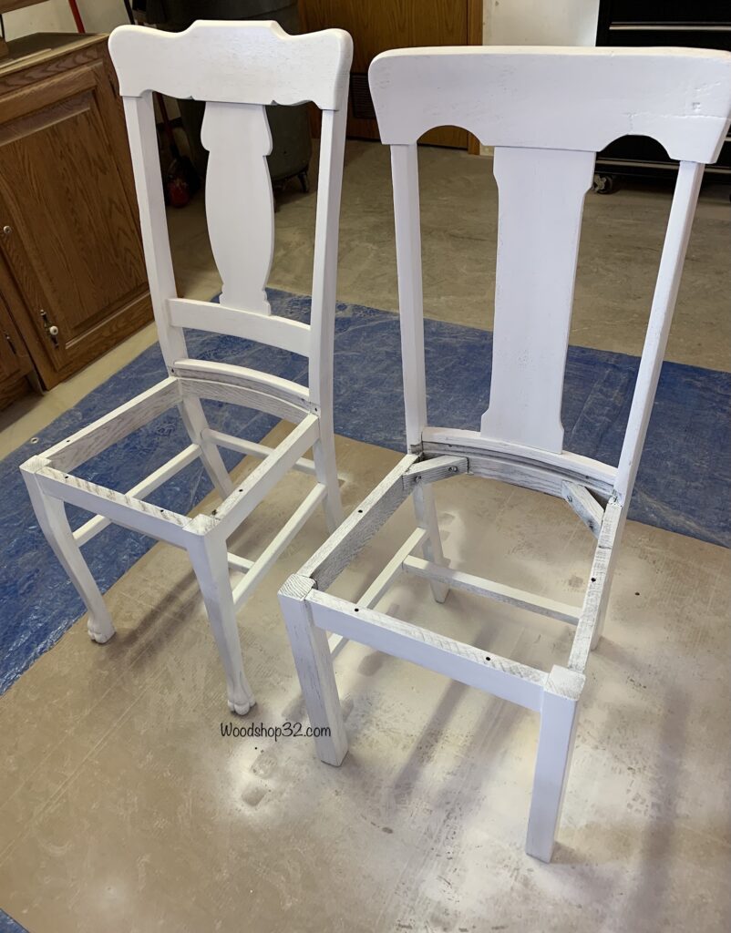 white painted chair frames