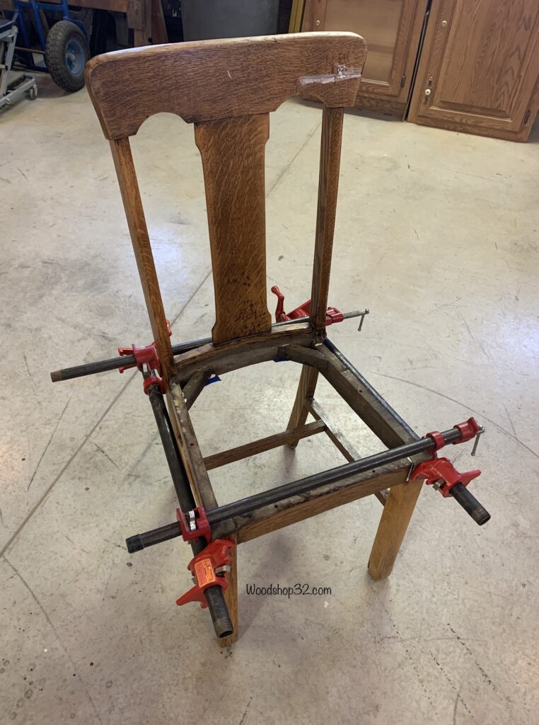 pipe clamps on chair frame