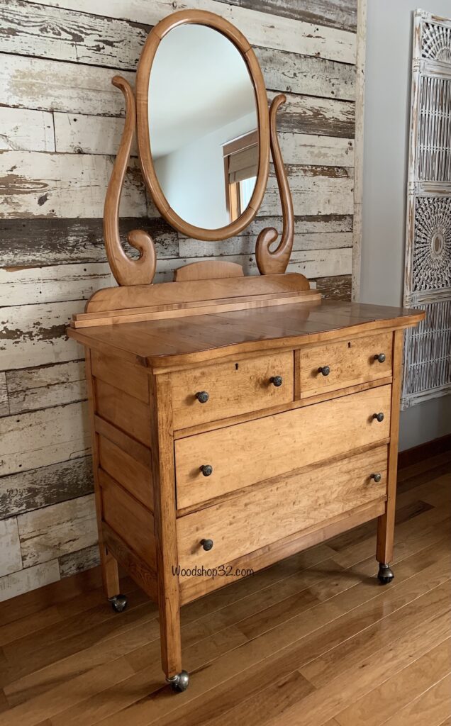 restored antique vintage dresser with mirror