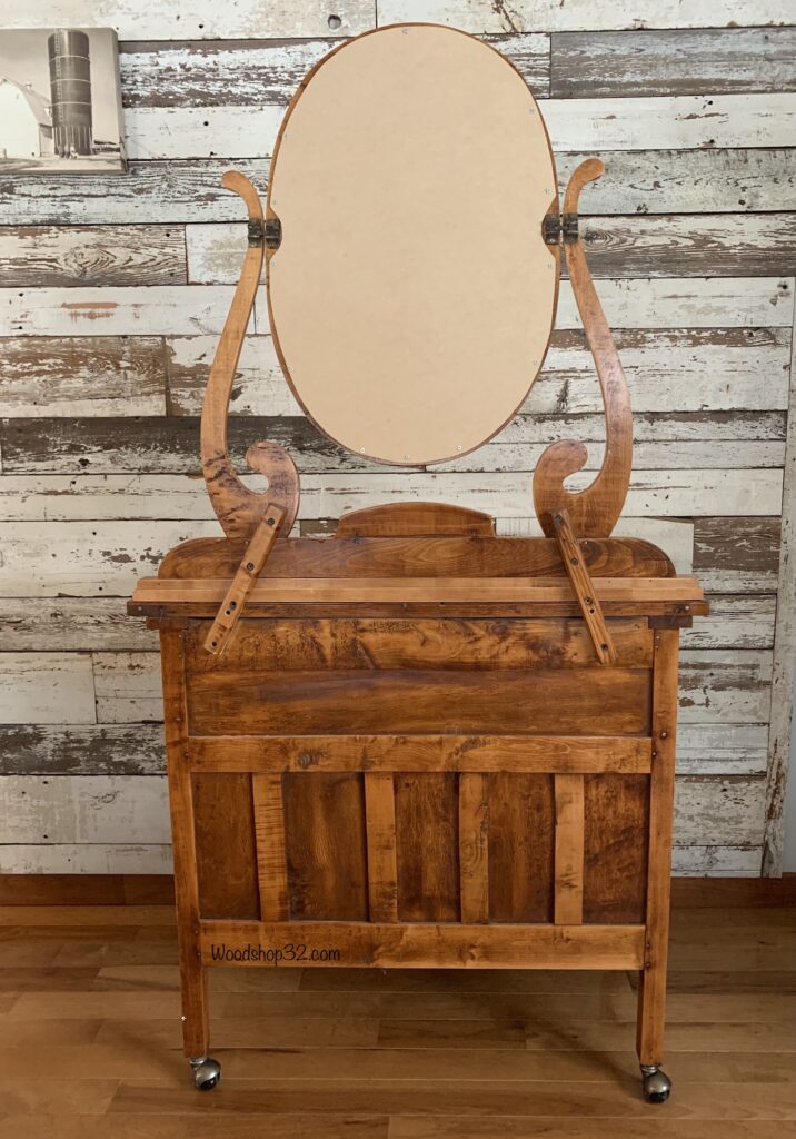 backside of restored vintage dresser