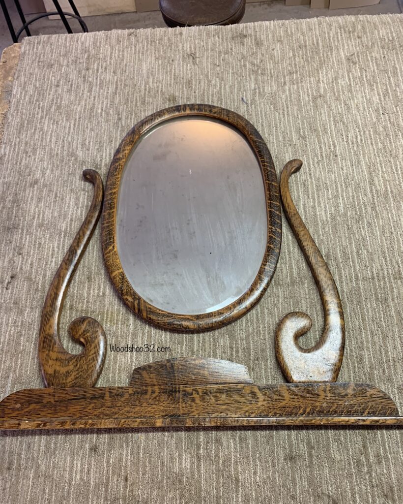 antique vintage dresser mirror tiger stripe