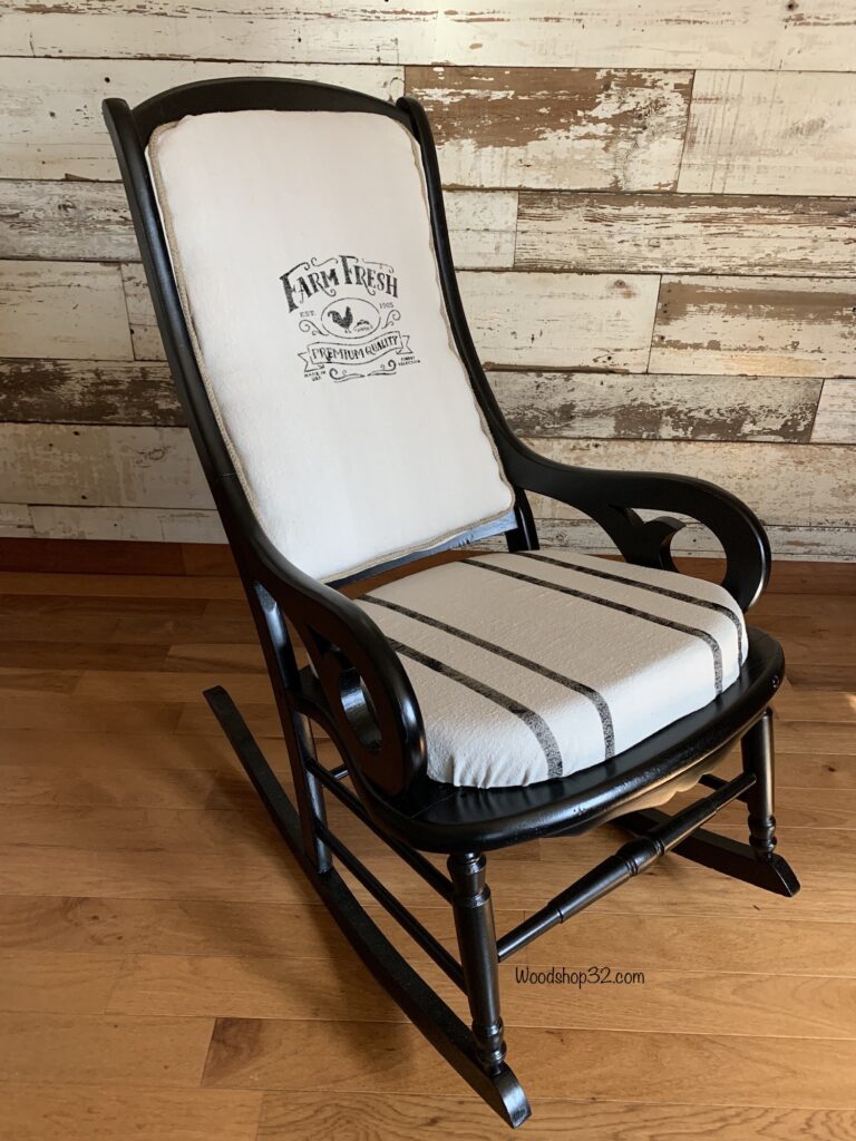 repurposed vintage rocking chair with diy farmhouse upholstery
