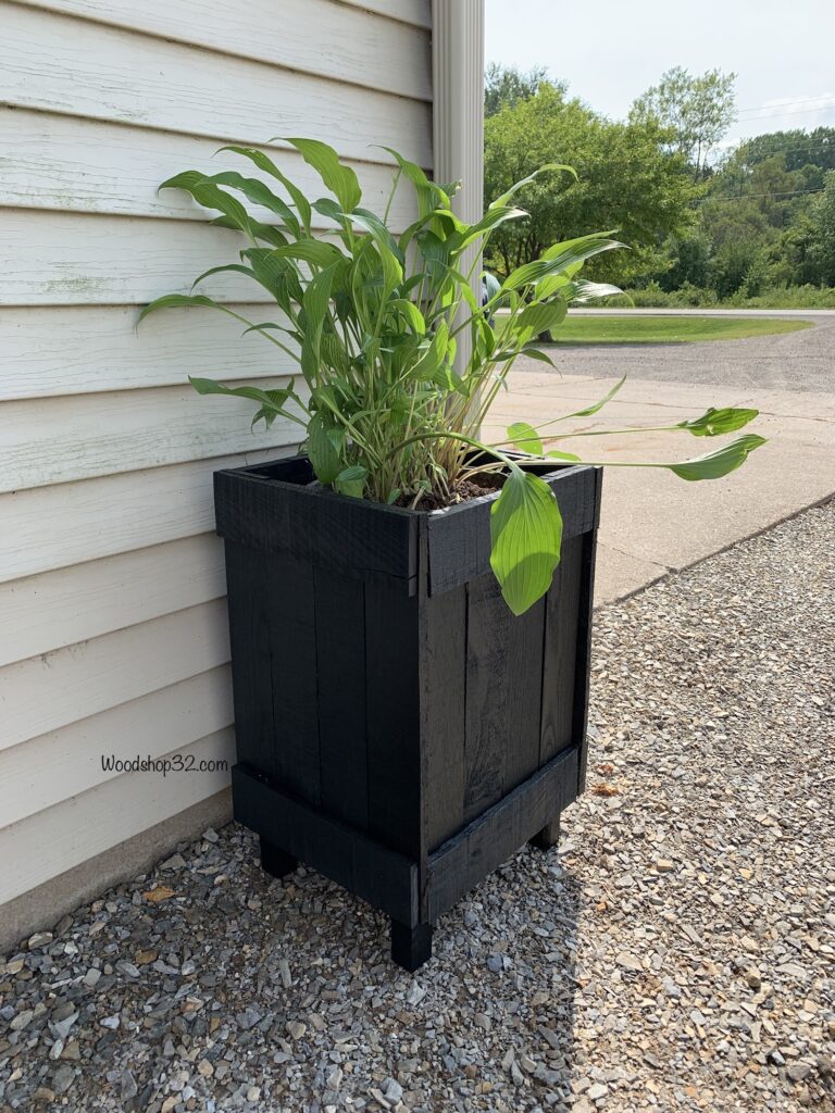 painted black pallet wood planter