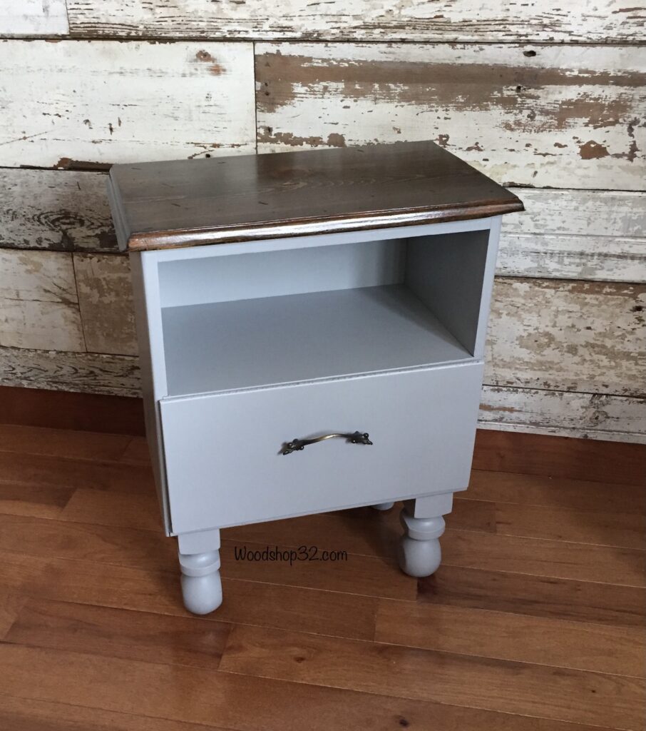 tiny painted open shelf dresser with upcycled legs