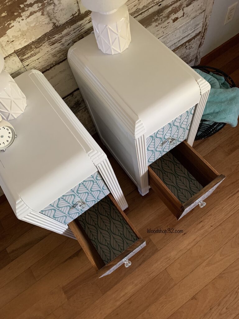 top view of repurposed night stands with drawers open