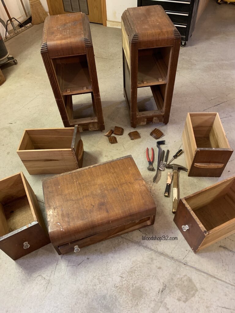 antique vanity dresser disassembled