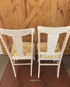 reupholstered chevron fabric white painted chairs